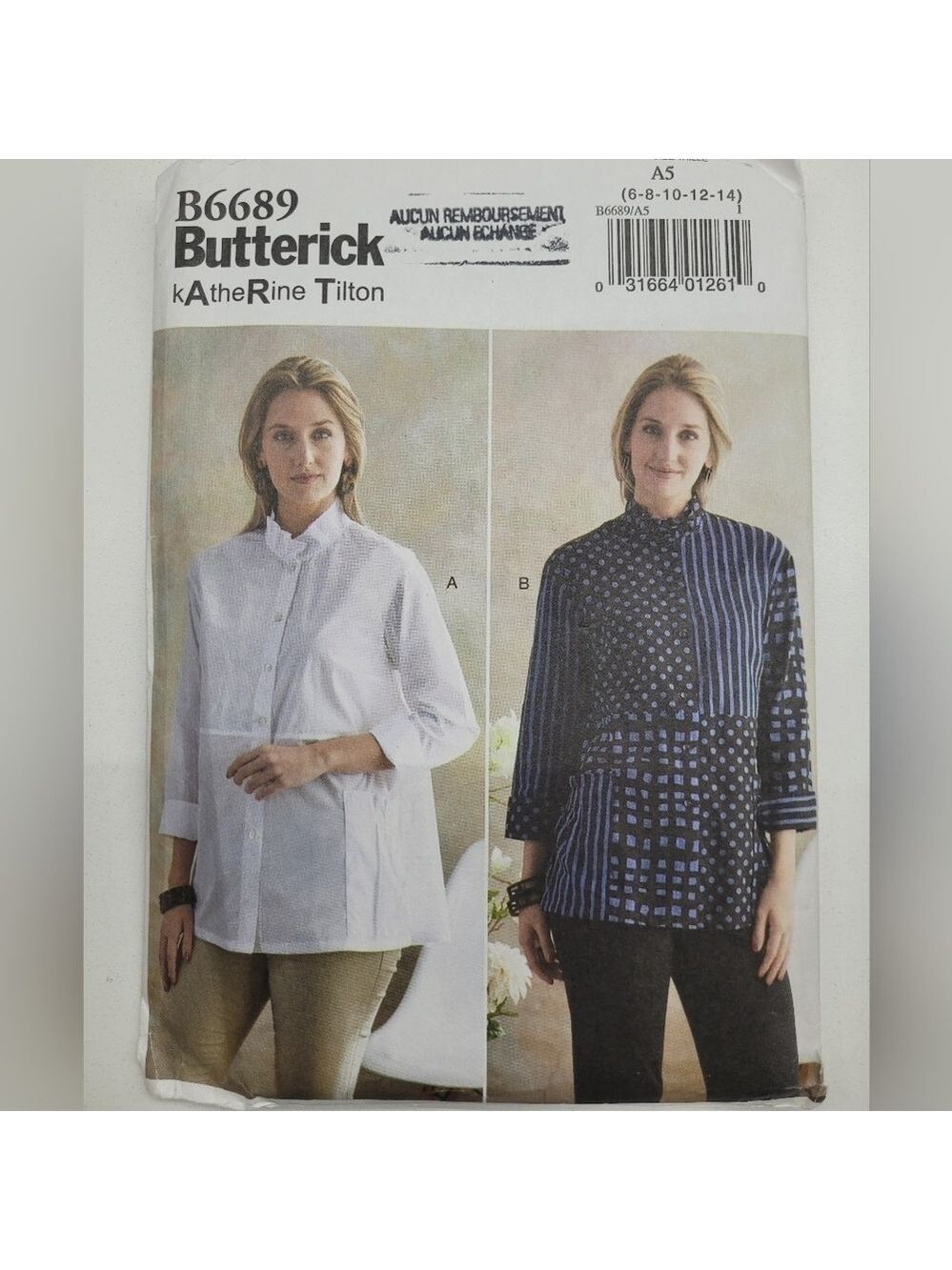 🧵4/$20🧵 Butterick B6689 Shirt Sewing Pattern Uncut Size 6-14 DIY Supplies